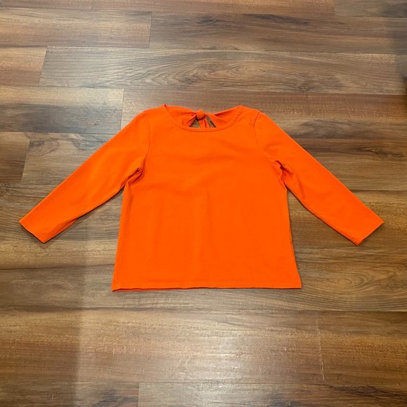 J Crew Orange Keyhole Tie Back Cotton Top Size Medium - Picture 3 of 8